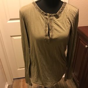 The limited Sage Green Tbshirt with Beading Tee Shirt